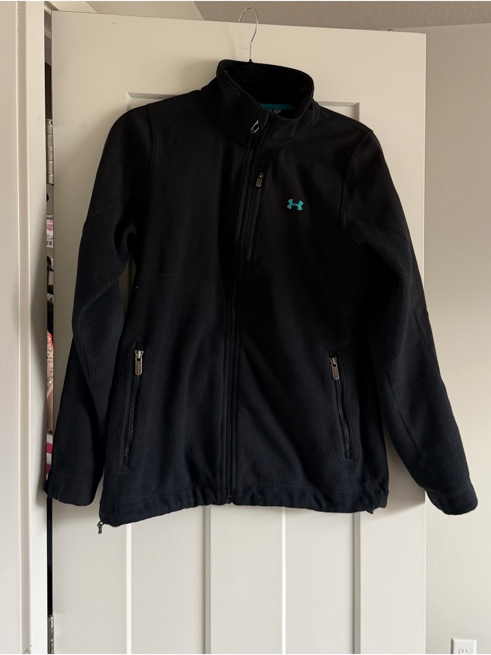 Under Armour Black Jacket with Teal Logo Full Zip